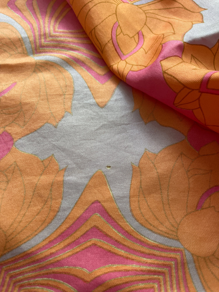 Pink Silk Floral Scarf