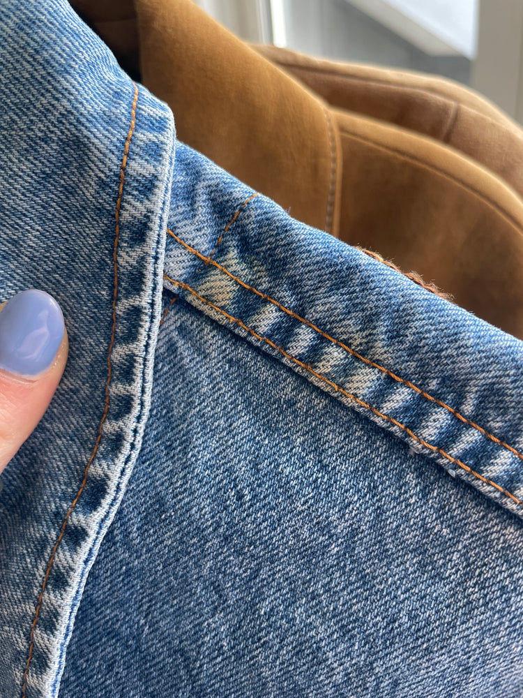 Hand Embroidered Western Denim Jacket - S/M