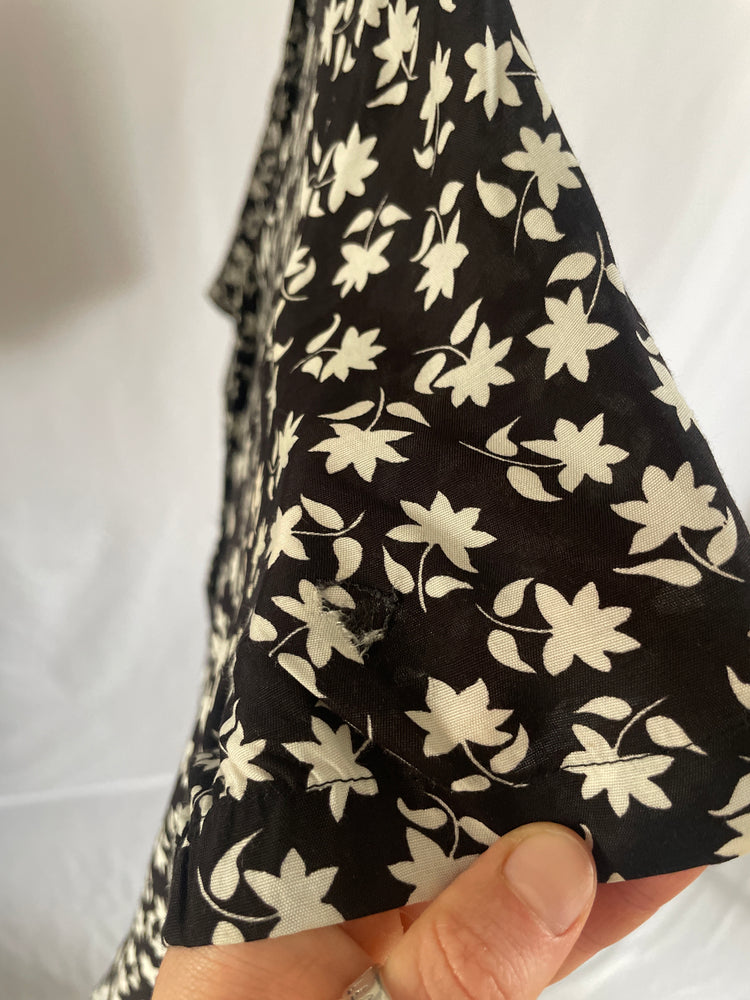 Black and White Floral Jumpsuit - L