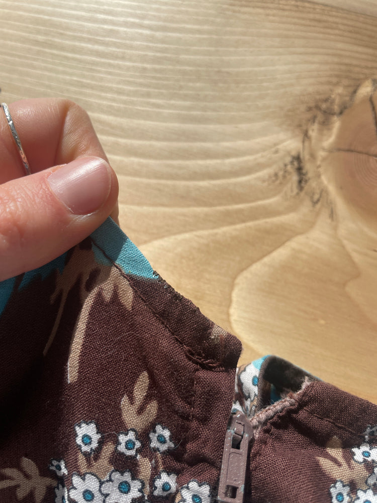 Brown Cotton Pinafore Dress - S