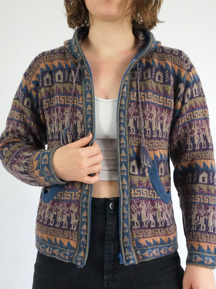 Alpaca Wool Hooded Cardigan - S
