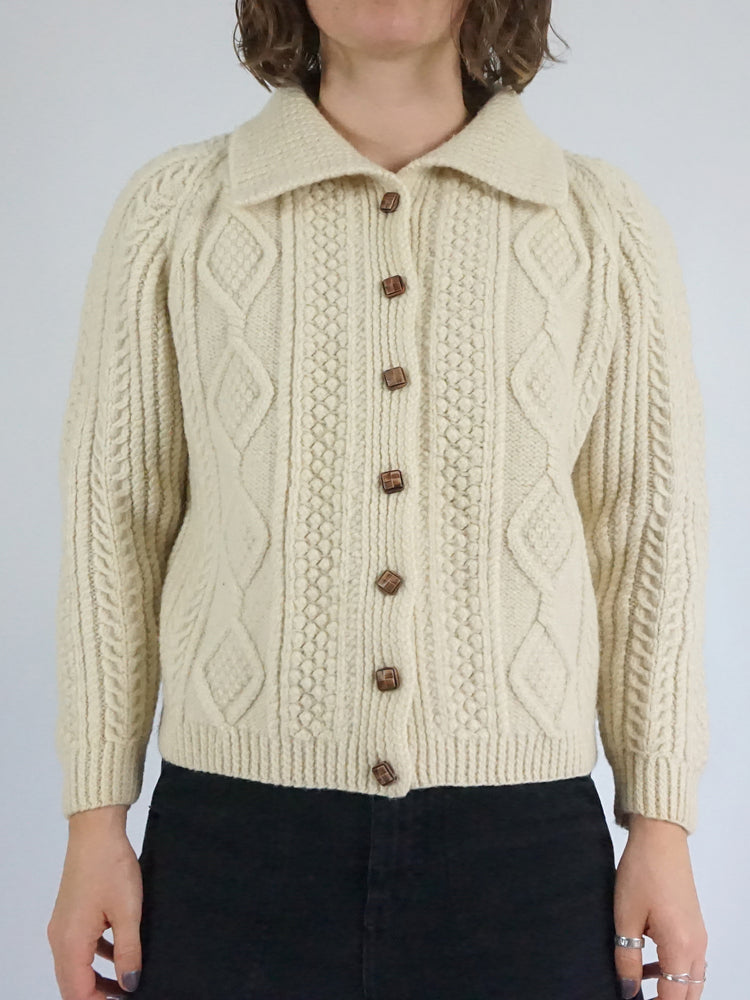 Aran Wool Cardigan - S