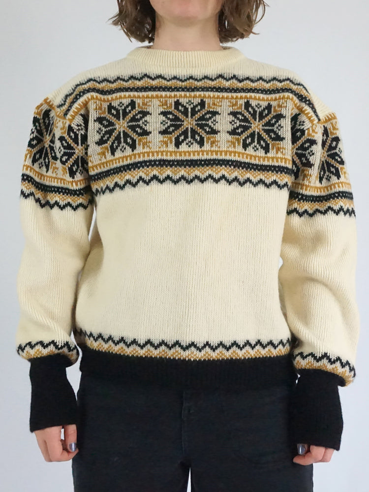 Snowflake Patterned Wool Jumper - M/L