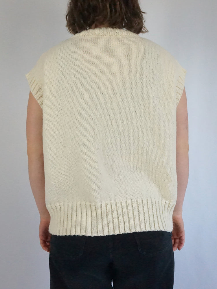 Cream Knitted Boxy Vest - XL
