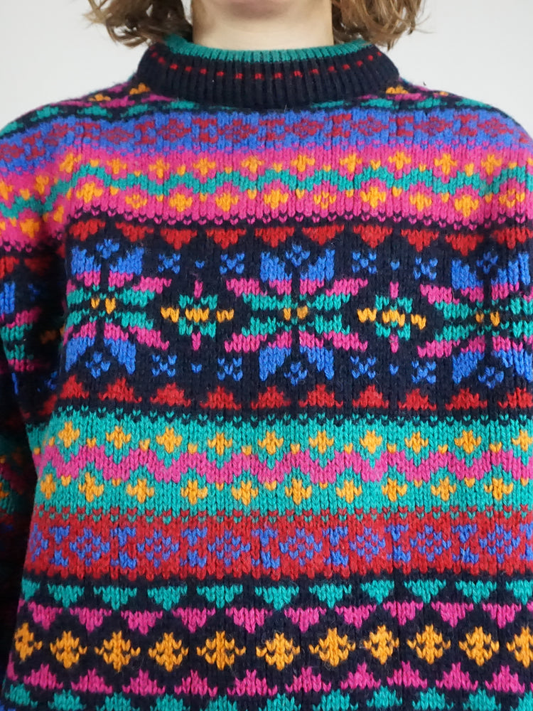 Chunky Wool Patterned Jumper - L/XL