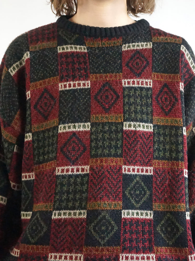 Dark Grey Patterned Jumper - XL