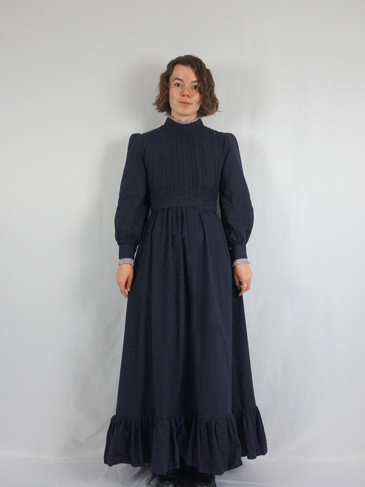 Laura Ashley Black Prairie Dress - S