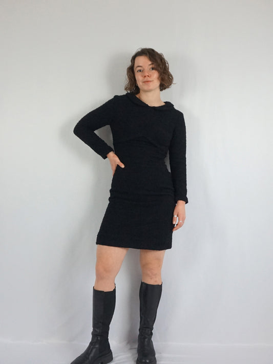 Black Textured Mini Dress - S