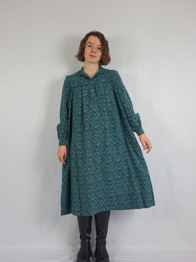 Laura Ashley Teal Smock Dress - M