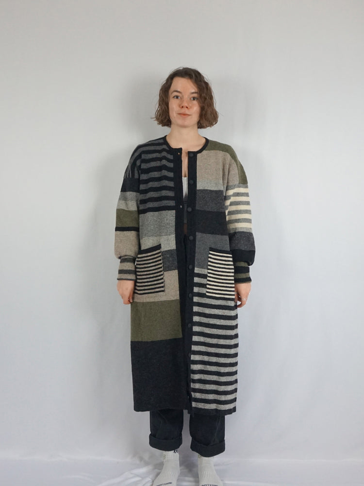 Long Striped Wool Cardigan - M/L