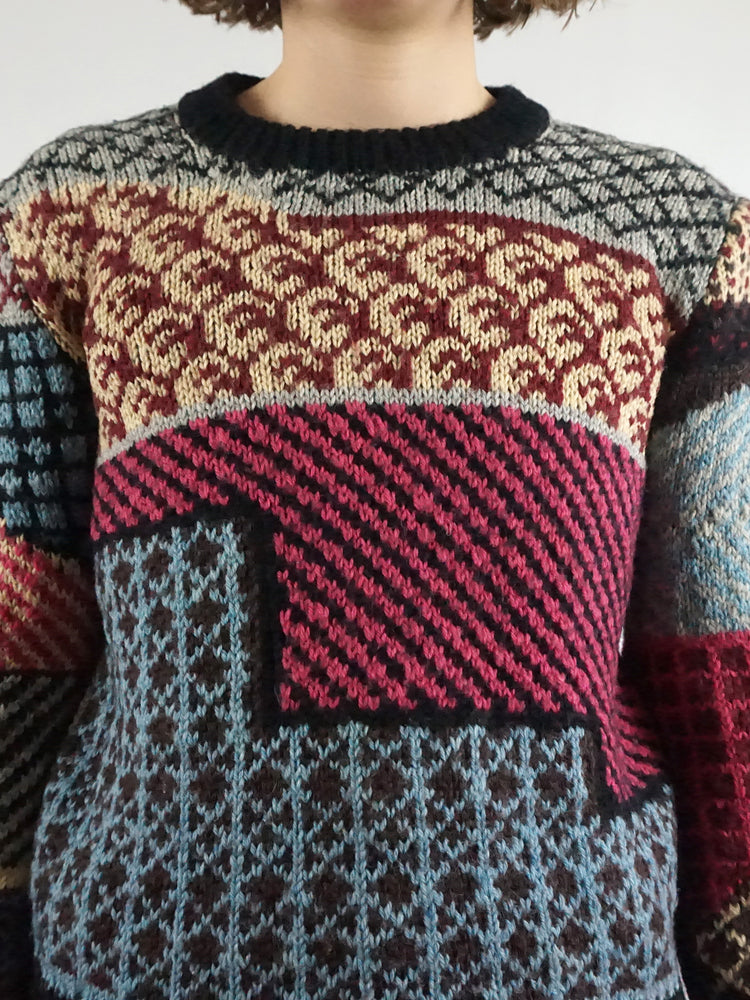 Funky Patterned Black Jumper - S