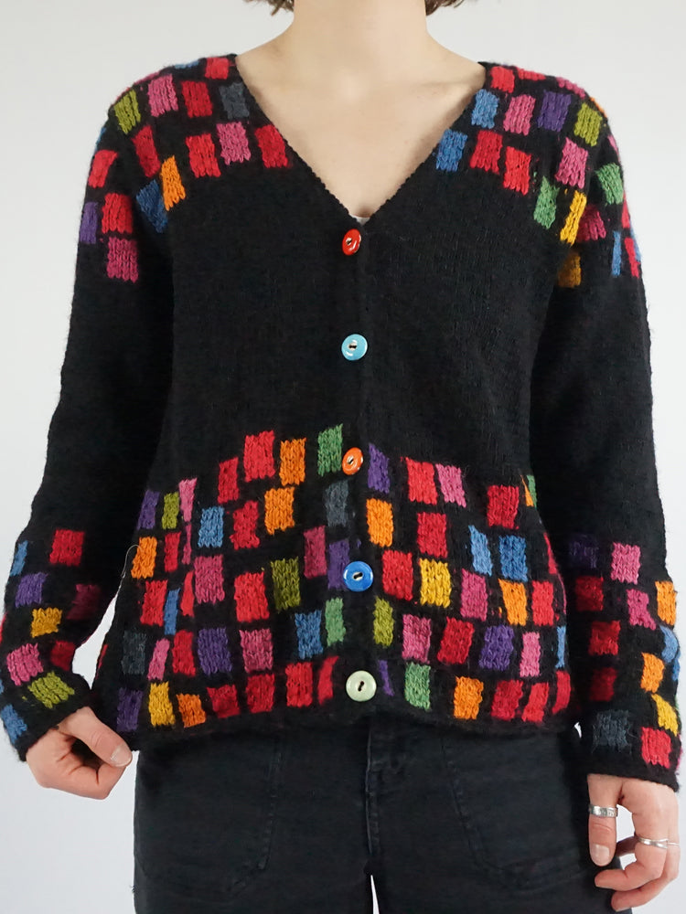 Amano Square Patterned Cardigan - M