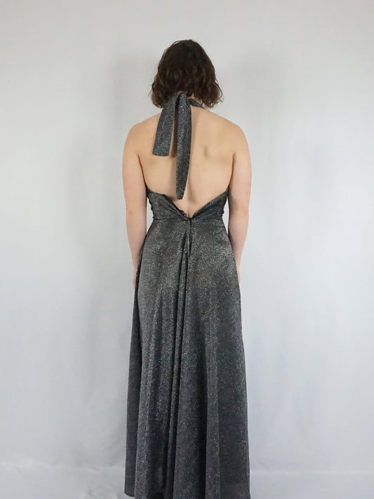Lurex Halterneck Maxi Dress - XS