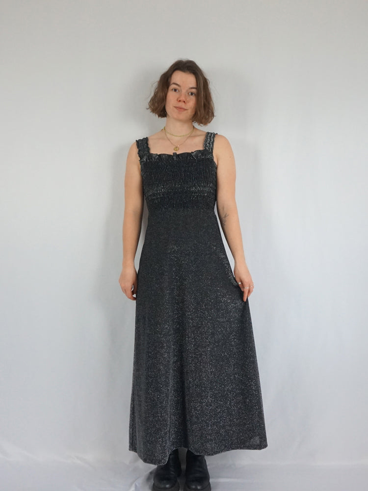 Shirred Lurex Maxi Dress - S