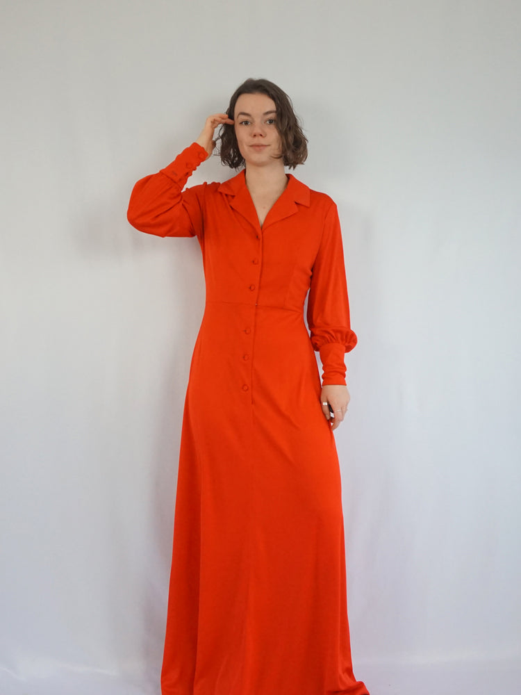 Red Mutton Sleeve Dress - M