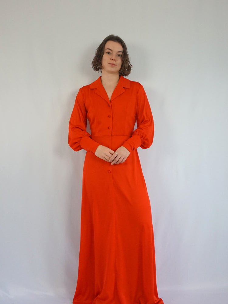Red Mutton Sleeve Dress - M