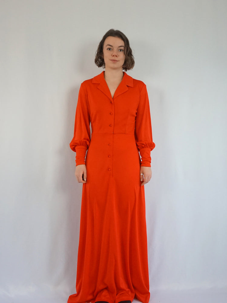 Red Mutton Sleeve Dress - M