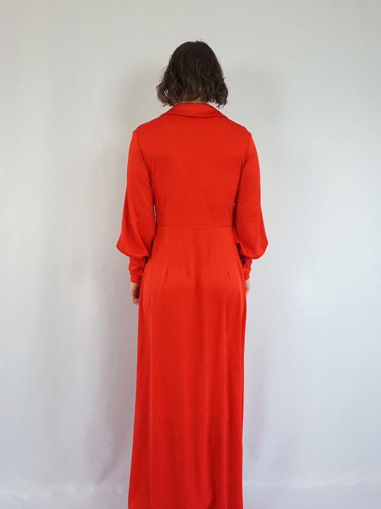 Red Mutton Sleeve Dress - M