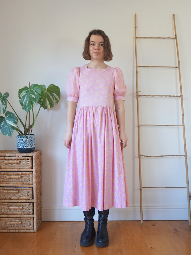 Laura Ashley Pink Square Neck Dress - M