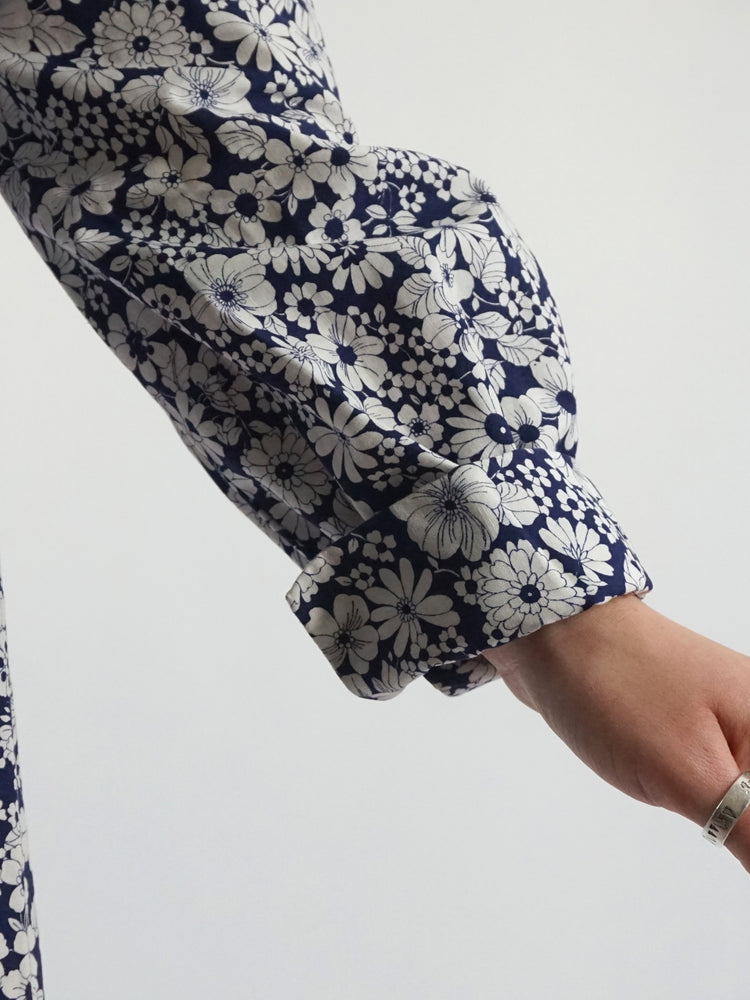 Blue & White Floral Shift Dress - L