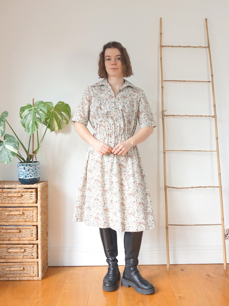 White Ditsy Floral Cotton Dress - M