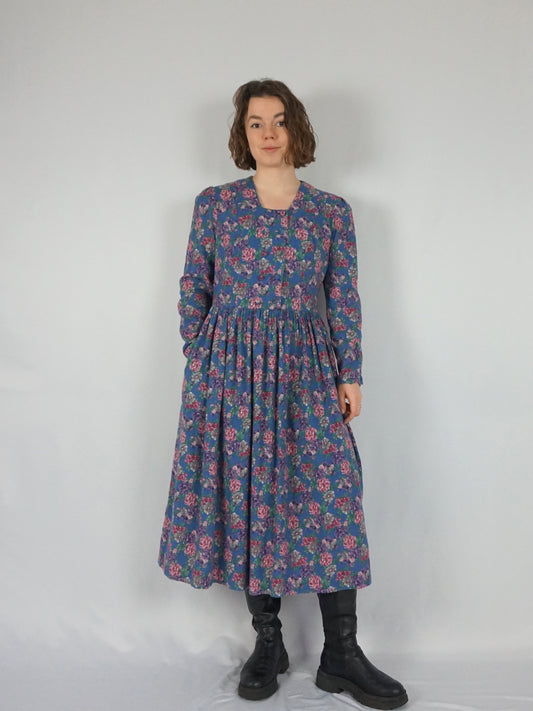 Laura Ashley Blue Floral Dress - M