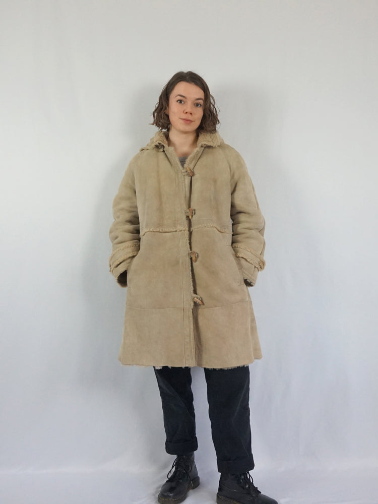 Removable Hooded Sheepskin Coat - L