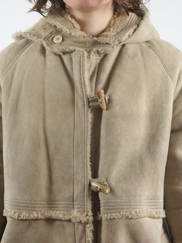Removable Hooded Sheepskin Coat - L