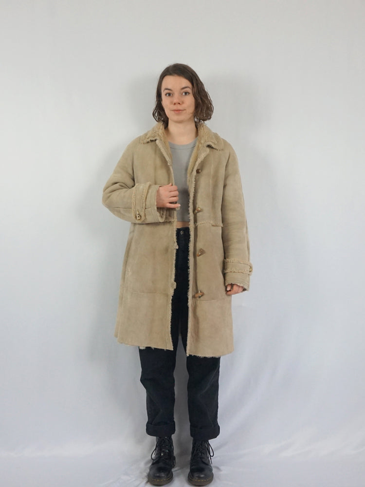 Removable Hooded Sheepskin Coat - L