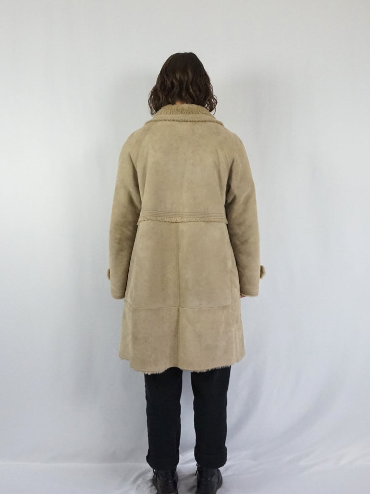 Removable Hooded Sheepskin Coat - L