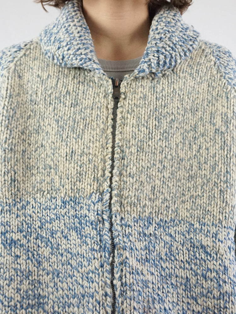 Blue Mixed Yarn Chunky Cardigan - XL