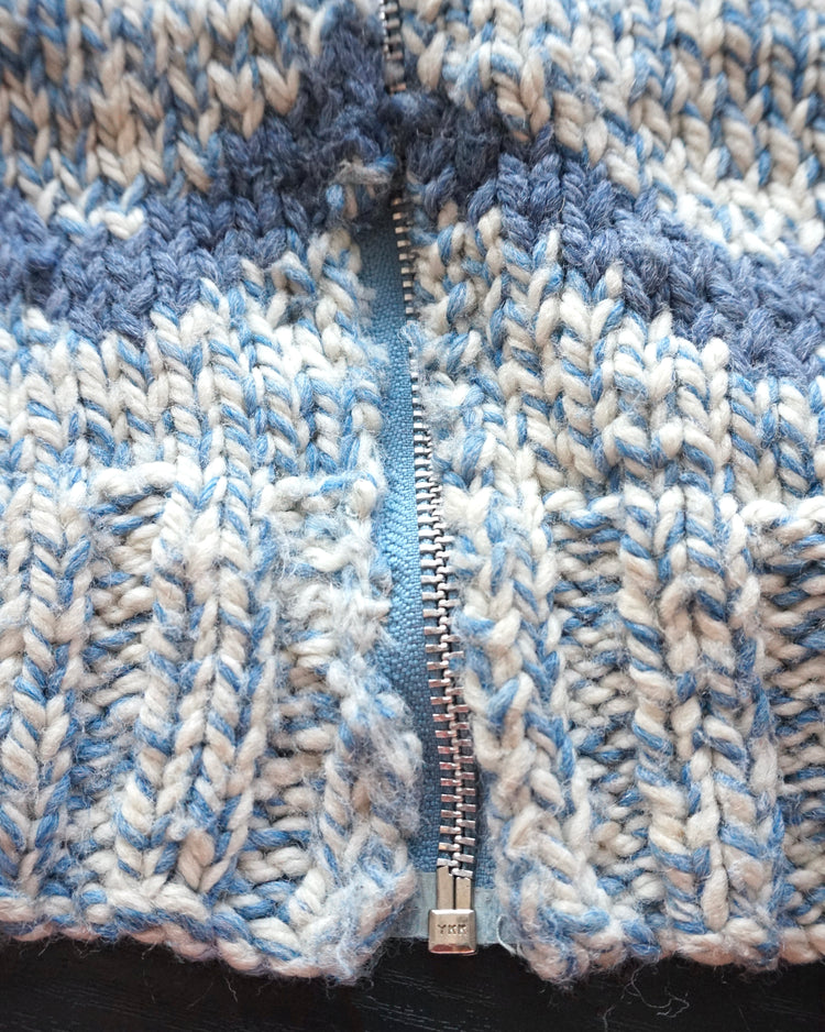 Blue Mixed Yarn Chunky Cardigan - XL