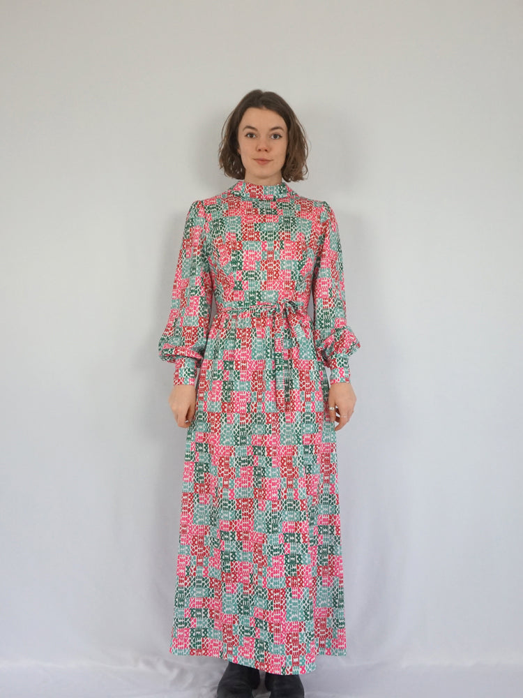 Funky Patterned Maxi Dress - M