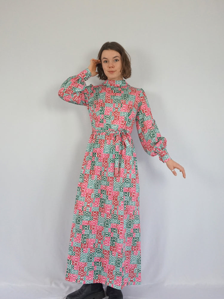 Funky Patterned Maxi Dress - M