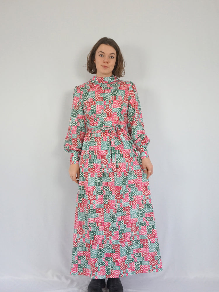 Funky Patterned Maxi Dress - M