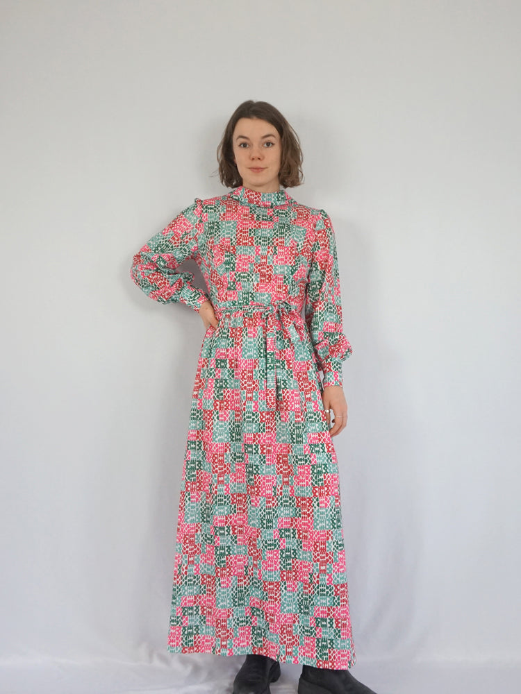 Funky Patterned Maxi Dress - M