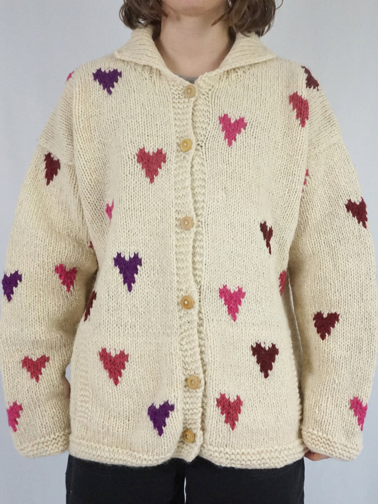 Pachamama Heart Wool Cardigan - XL