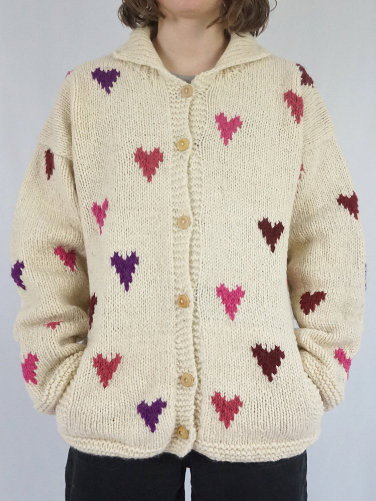 Pachamama Heart Wool Cardigan - XL
