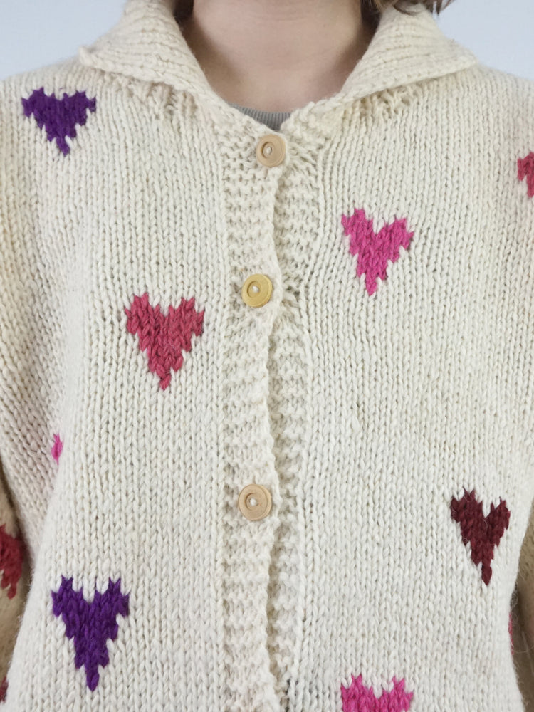 Pachamama Heart Wool Cardigan - XL