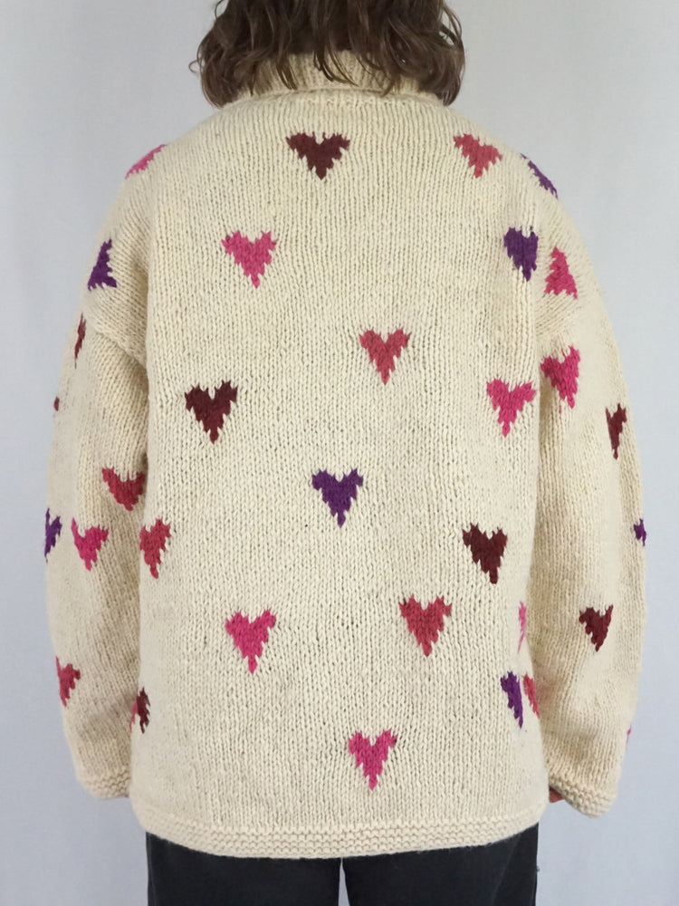 Pachamama Heart Wool Cardigan - XL