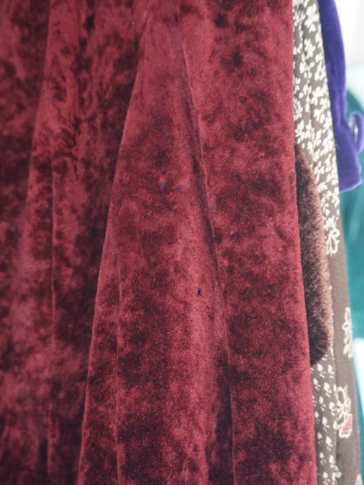 Wine Red Velvet Dress - S