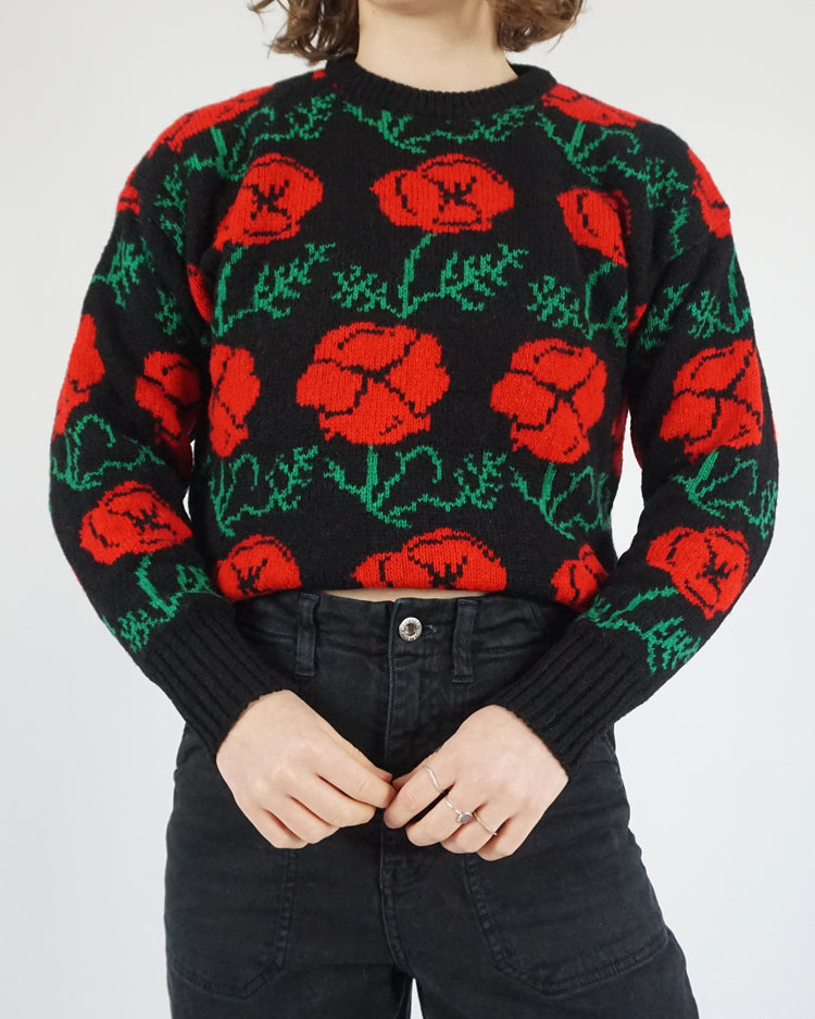 Poppy Patterned Wool Jumper - S