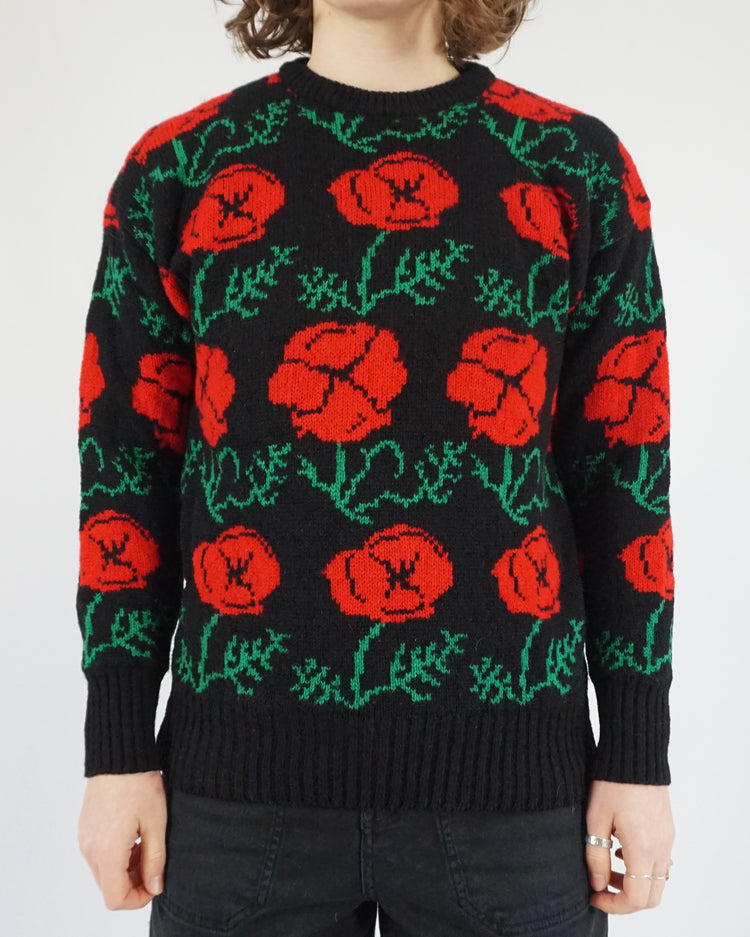 Poppy Patterned Wool Jumper - S