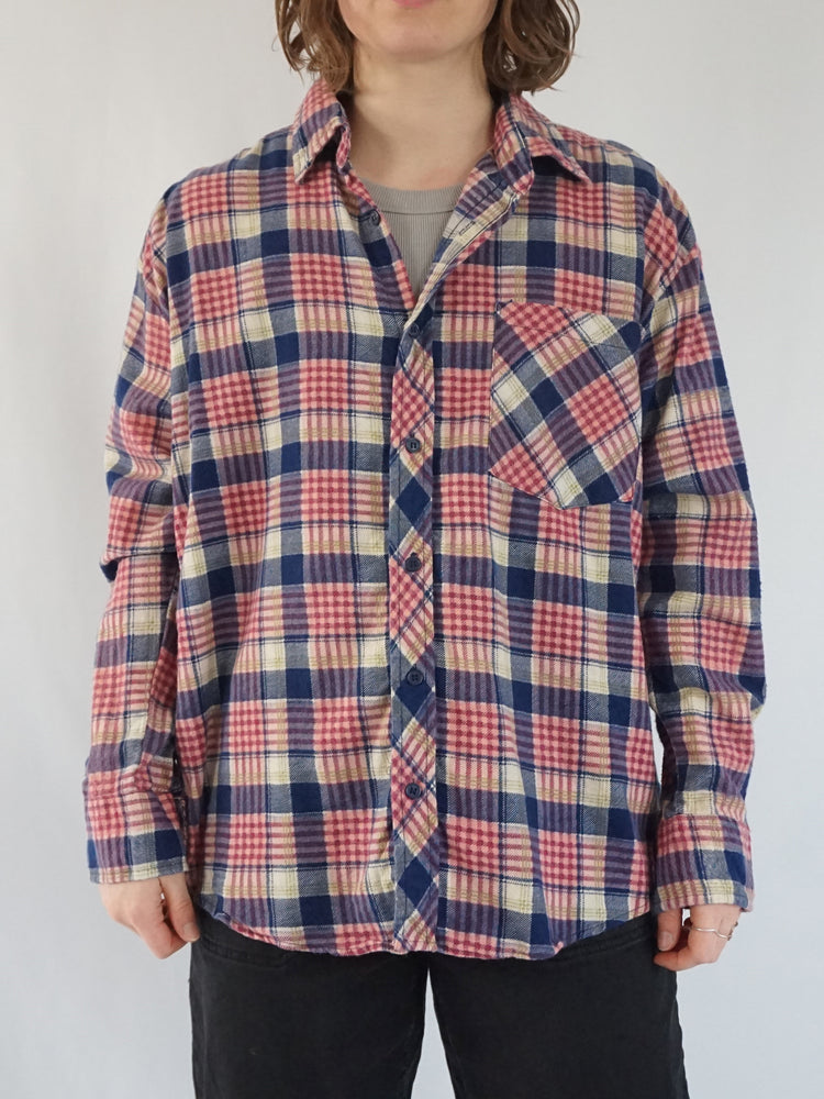 Pink & Blue Checkered Shirt - XL