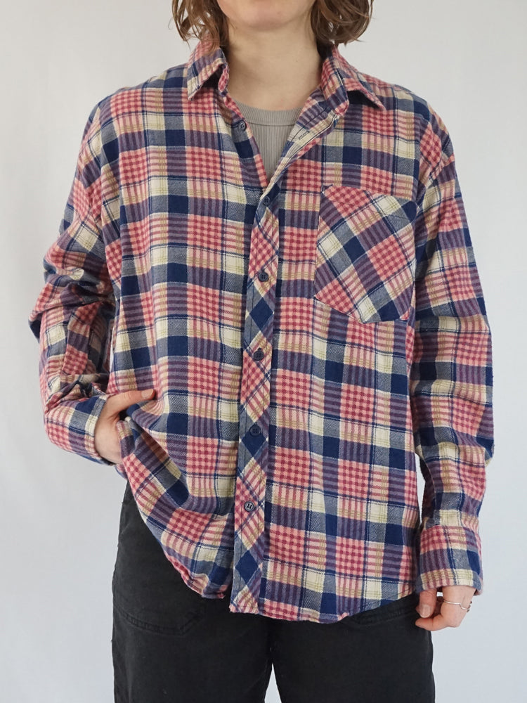 Pink & Blue Checkered Shirt - XL