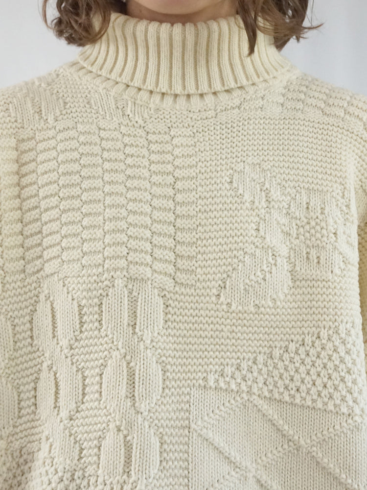 Boxy Patchwork Turtleneck Jumper - XL