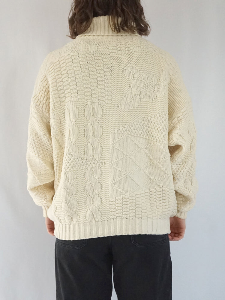Boxy Patchwork Turtleneck Jumper - XL