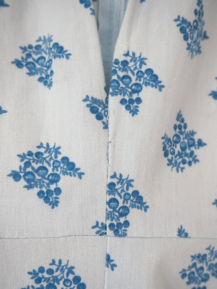 Blue Floral Cotton Dress - S