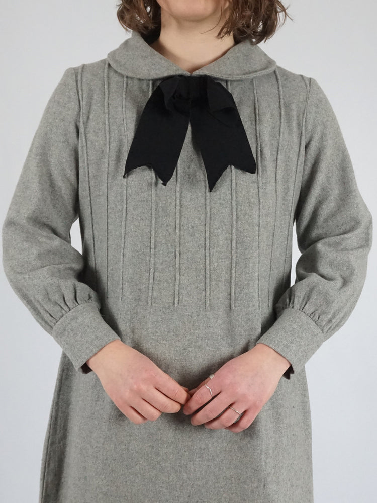 Grey Bow Mini Dress - S