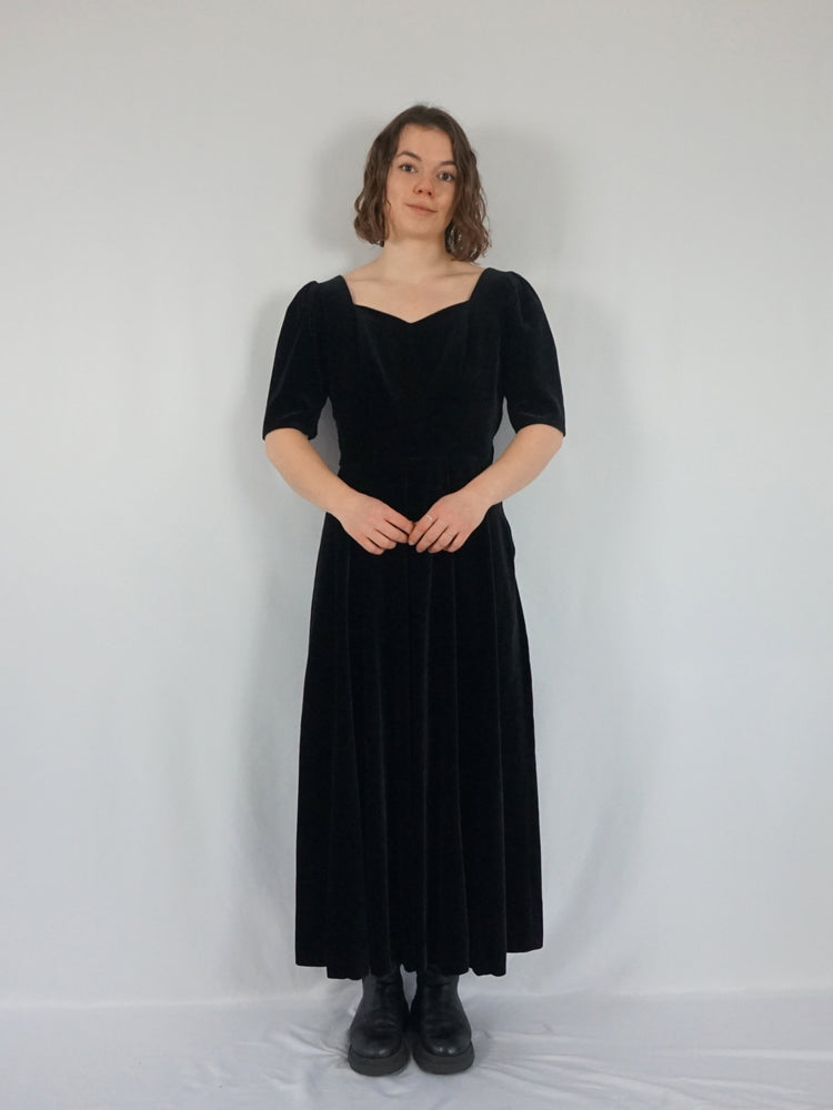 Laura Ashley Black Velvet Dress - M